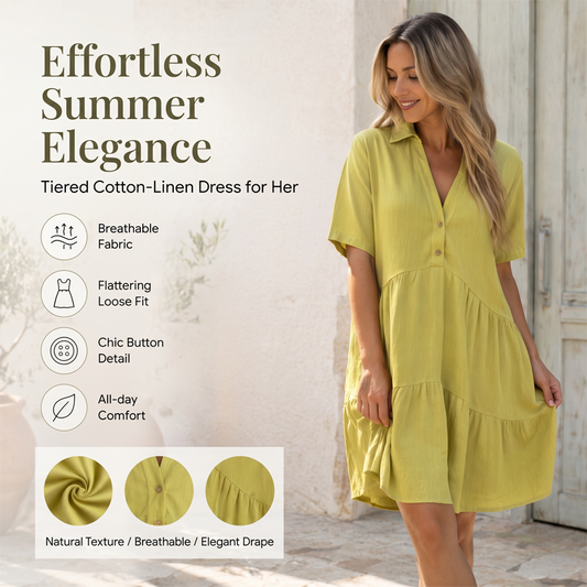 🌿☀️ LIMITED TIME 50% OFF! 👗Cotton-Linen A-Line Dress – Breathable & Lightweight – Stay Cool All Summer.