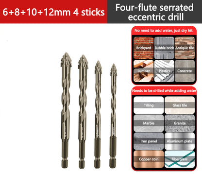 🔩 50% OFF NOW! 🛠️ Eccentric Four-Flute Drill Bit – High-Speed Steel, Hex Shank & Multi-Material – For Ceramic, Glass, Marble & Metal 💎