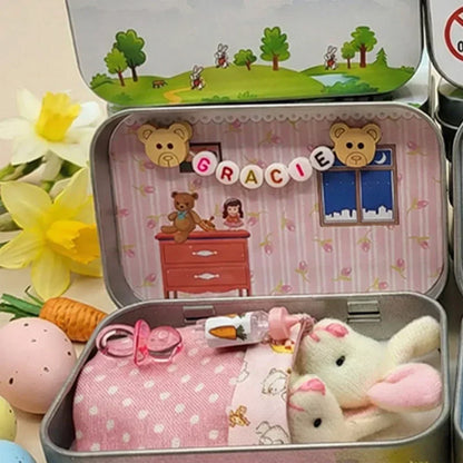 💐50% OFF ! Bunny Mummy & Baby Plush Set – Handmade Easter Gift with Cozy Blanket 🐇🌸【Limited Offer】