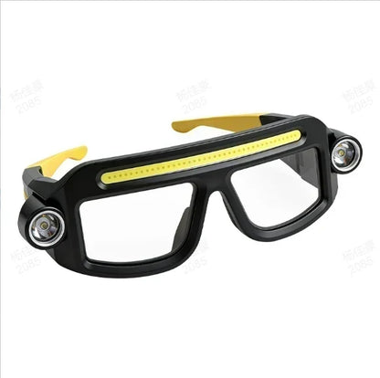 💡 50% OFF NOW! 👓 LED Headlamp Glasses – COB Floodlight + Dual XTE Spotlights, 5 Modes & IPX4 – 90g Hands-Free Light for Work & Outdoor 🔦