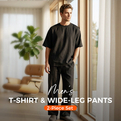 💐50% OFF ! Men’s T-Shirt & Wide-Leg Pants Set – Soft Fabric & Relaxed Fit 🧥😌【Limited Offer】