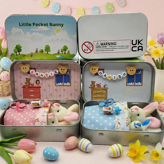 💐50% OFF ! Bunny Mummy & Baby Plush Set – Handmade Easter Gift with Cozy Blanket 🐇🌸【Limited Offer】