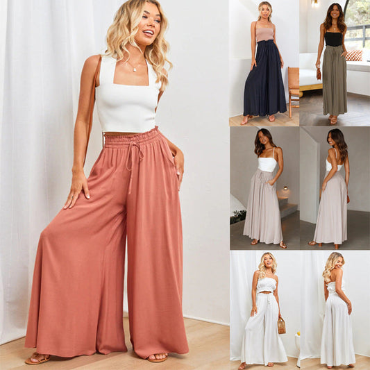 🔥 Hot sale 30% OFF🔥🌞Solid-color wide-leg high-waisted pants