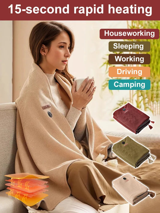 🧣 50% OFF NOW! 🔥 Heated Hoodie Blanket Shawl – 15-Second Fast Heat, 3 Levels & USB Powered – Wearable Warmth for Home & Office 🎄