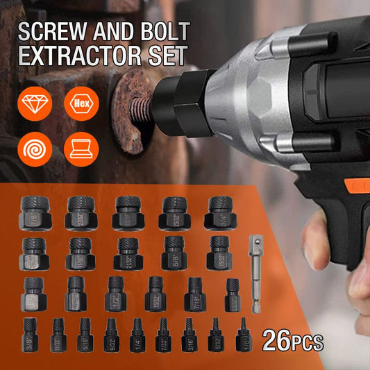 🔩 50% OFF NOW! 🛠️ 26-Piece Screw & Bolt Extractor Set – Remove Broken, Stripped & Frozen Fasteners with Ease 🚗