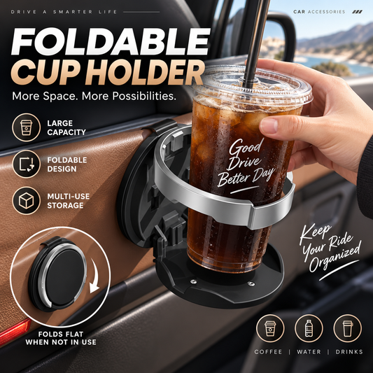 🚗 50% OFF NOW! 🥤 Foldable Car Door Cup Holder – Multi-Purpose, Clip-On & Faux Leather – Practical Storage Without Clutter ✨
