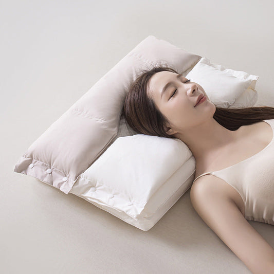 💤 Dual-Zone Ergonomic Sleeping Pillow – Detachable Layers & Adjustable Height