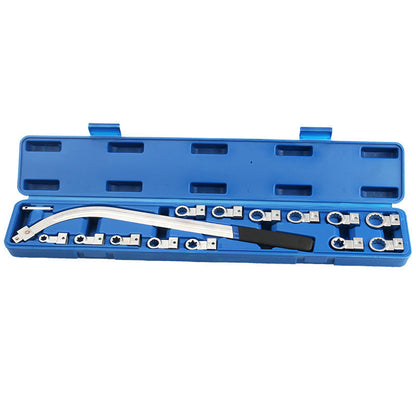 🔧 50% OFF NOW! 🚗 15-Piece Replaceable Head Belt Wrench Set – E-Heads, Plum Sockets & Ergonomic Grip – Portable Auto Repair Kit 🛠️
