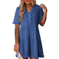 💐 50% OFF Summer Hot Sale! Women‘s V Neck Ruffle Shift Dress – Breezy & Flowy for Hot Days ☀️🍃 【Limited Time】
