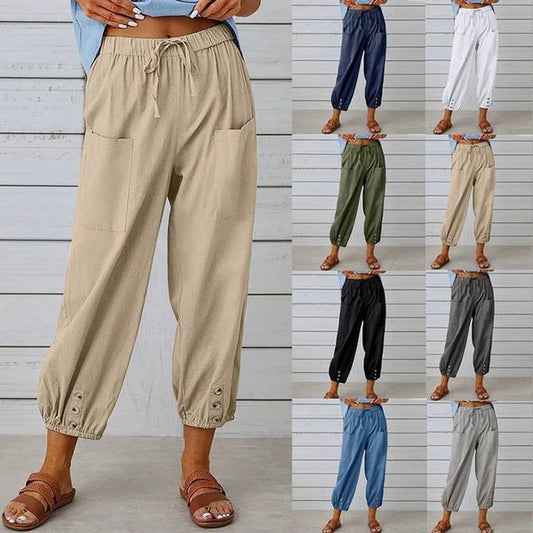 🌸 2026 New Arrival | Women‘s Wide Leg Capri Pants | Soft & Breathable Drawstring ☁️【50% OFF】