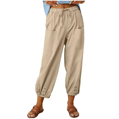 🌸 2026 New Arrival | Women‘s Wide Leg Capri Pants | Soft & Breathable Drawstring ☁️【50% OFF】