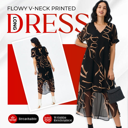 🔄💃 60% OFF! 👗Printed Long Dress – Flattering for all.