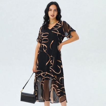 🔄💃 60% OFF! 👗Printed Long Dress – Flattering for all.