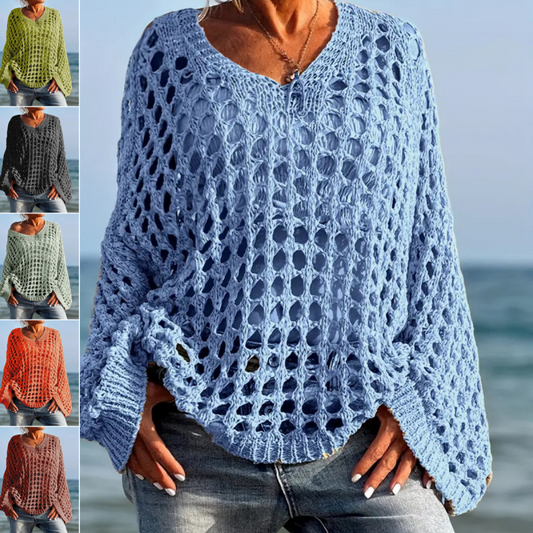 👚60% OFF! Women's Crochet Knit Top – Open-Knit Design, Comfy & Breathable 🌬️🌸【Limited Offer】
