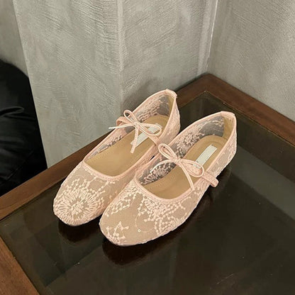 💐50% OFF ! Mesh Ballet Shoes with Bow – Elegance & Softness for Your Pirouettes 🩰✨【Limited Offer】