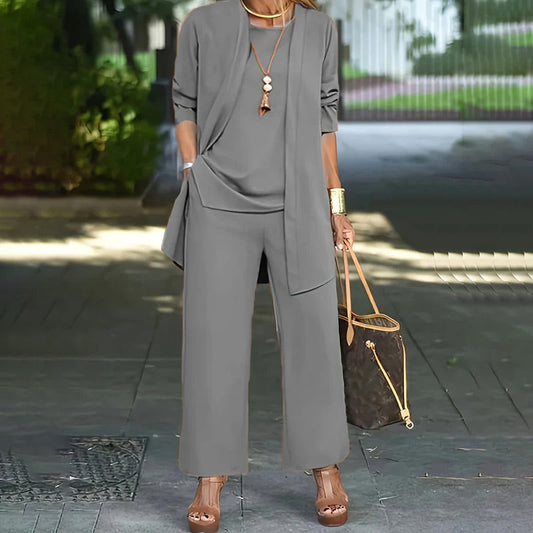 👖🔄 LIMITED TIME 50% OFF! 👚Relaxed 3-Piece Set – Versatile, Polished, Comfortable – Work or Weekend.