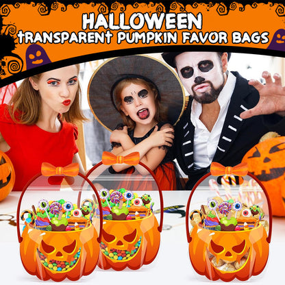 🍬 LIMITED‑TIME 50% OFF! 🎃 Halloween Transparent Pumpkin Favor Bags – Trick-or-Treat Candy Gift Bags 👻