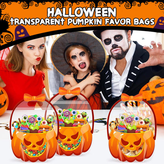 🍬 LIMITED‑TIME 50% OFF! 🎃 Halloween Transparent Pumpkin Favor Bags – Trick-or-Treat Candy Gift Bags 👻