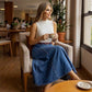 🌿 2026 New In Spring | High-Waist A-Line Denim Maxi Skirt | Effortless Day-to-Night Look 🆕【60% Off】