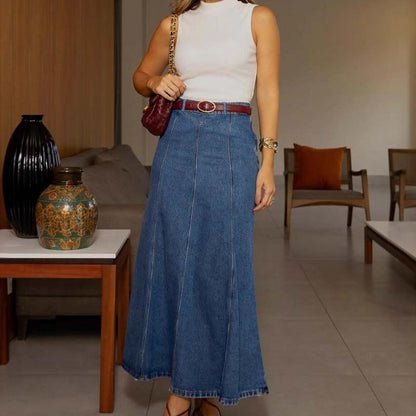 🌿 2026 New In Spring | High-Waist A-Line Denim Maxi Skirt | Effortless Day-to-Night Look 🆕【60% Off】