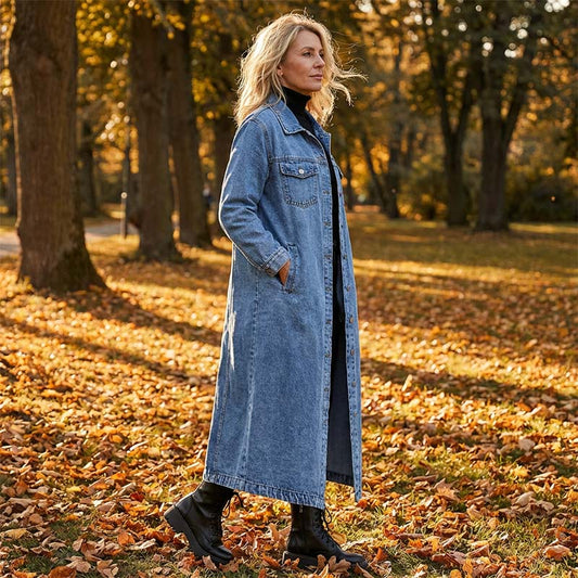 💐50% OFF ! Women‘s Long Denim Jacket – Perfect for Transitional Weather 🌸🍃【Flash Sale】