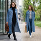💐50% OFF ! Women‘s Long Denim Jacket – Perfect for Transitional Weather 🌸🍃【Flash Sale】