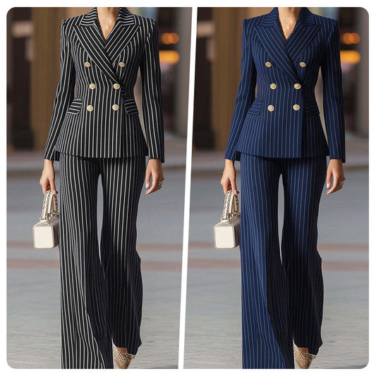 📢📢60% OFF !!!⏰Women's Pinstripe Double-Breasted Suit Set