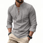 🌬️ Stay Cool & Stylish | Men's Breathable Cotton Shirt | Lace-Up Stand Collar 👕【Flash Sale -50%】