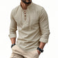 🌬️ Stay Cool & Stylish | Men's Breathable Cotton Shirt | Lace-Up Stand Collar 👕【Flash Sale -50%】