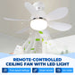🌙 50% OFF! LED Ceiling Fan with Light – Ultra-Quiet & Dimmable 🔇💤 【Flash Sale】