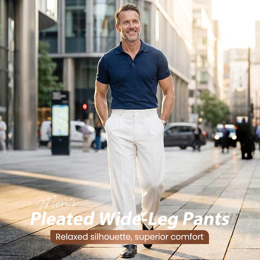 🕊️ From Desk to Dinner | Men’s Pleated Wide-Leg Trousers | Your Summer Essential 👔【50K+ Sold -50%】