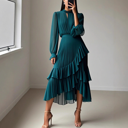 🆕 2026 New Arrival | Keyhole Ruffled Midi Dress ✨【-50% Launch Sale】
