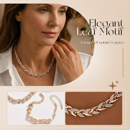 💎 Double the Sparkle | Leaf Link Necklace & Bracelet | 2026 Hot Style 🌟【Set Offer】