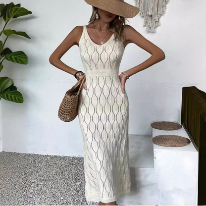 ✨ New In 2026 | Elegant V-Neck Knit Dress | Pointelle Detail 🌸 【-50%】
