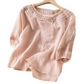 👚 LIMITED-TIME 50% OFF! 💥 Women's Embroidered Cotton-Linen Blend Blouse – Floral Cutouts, Round Neck, Relaxed Fit ✨