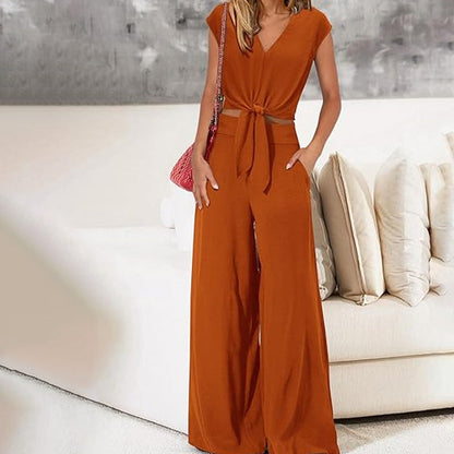 👗 Capsule Wardrobe Must-Have | V-Neck Tie Set | Vacation Ready in Seconds 💕【2026 Deal -50%】