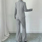👚 50% OFF NOW! 💃 Women's 3-Piece Flared Trouser Suit Set – Blazer, Crop Top & Flared Pants, Elegant Look ✨