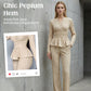Women's Peplum Top & Pants 2-Piece Set