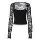 👚 50% OFF NOW! 🌸 Women's Solid Color T-Shirt – Floral Lace, Split Ruffles & Sheer Sleeves for a Romantic Look ✨