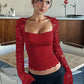 👚 50% OFF NOW! 🌸 Women's Solid Color T-Shirt – Floral Lace, Split Ruffles & Sheer Sleeves for a Romantic Look ✨