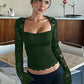 👚 50% OFF NOW! 🌸 Women's Solid Color T-Shirt – Floral Lace, Split Ruffles & Sheer Sleeves for a Romantic Look ✨