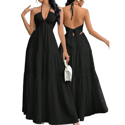 💐50% OFF ! Tiered Maxi Dress with Plunging Neckline – Romance & Femininity 🌸💫【Special Price】