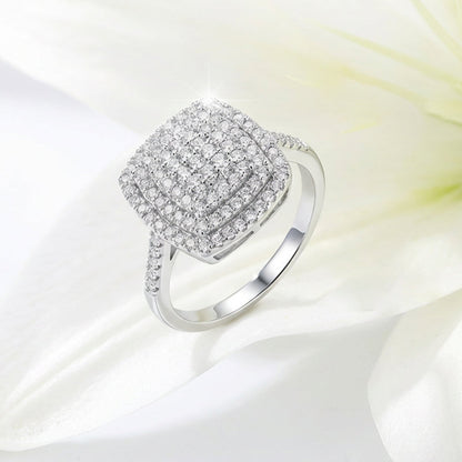 💐50% OFF ! Women's Square Halo Ring – Pairs with Evening & Daily Looks 🌟👗【Limited Stock】