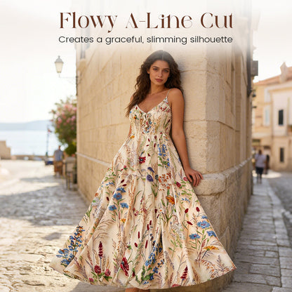 💐60% OFF ! Plus Size Floral Midi Dress – Lightweight & Perfect for Spring 🌸🌿【Limited Offer】
