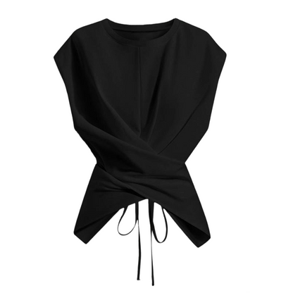 💐50% OFF ! Wrap & Tie-Back Sleeveless Top – Flattering Cross Design, Slim Silhouette 💃✨【Limited Offer】