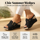 🍃🌷50% OFF! Women's Peep-Toe Wedge Slide Sandals – Comfortable, Sizes 35-43 👡☀️【Limited Offer】