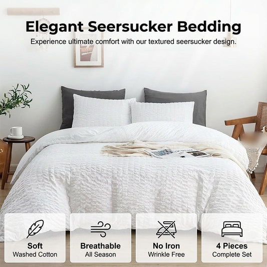💐50% OFF ! Seersucker Bedding Set – Refined Fabric, Hotel‑Like Comfort 🌟🛏️【Exclusive Offer】