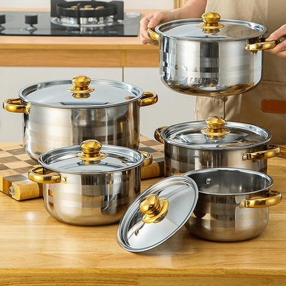 💐50% OFF ! 5-Piece Cookware Set with Glass Lids – Watch Your Cooking 👀✨【Limited Offer】