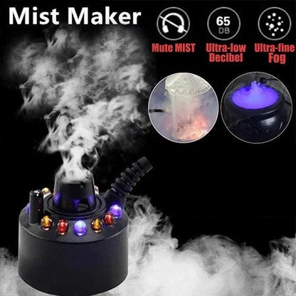 🎃 50% OFF NOW! 👻 Ultrasonic Mist Maker – 12 LED Colors, Safe 24V & Chemical-Free Fog – Perfect for Halloween & Decor 🌫️