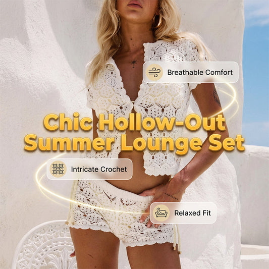 Chic Hollow-Out Summer Crochet Top & Shorts Set